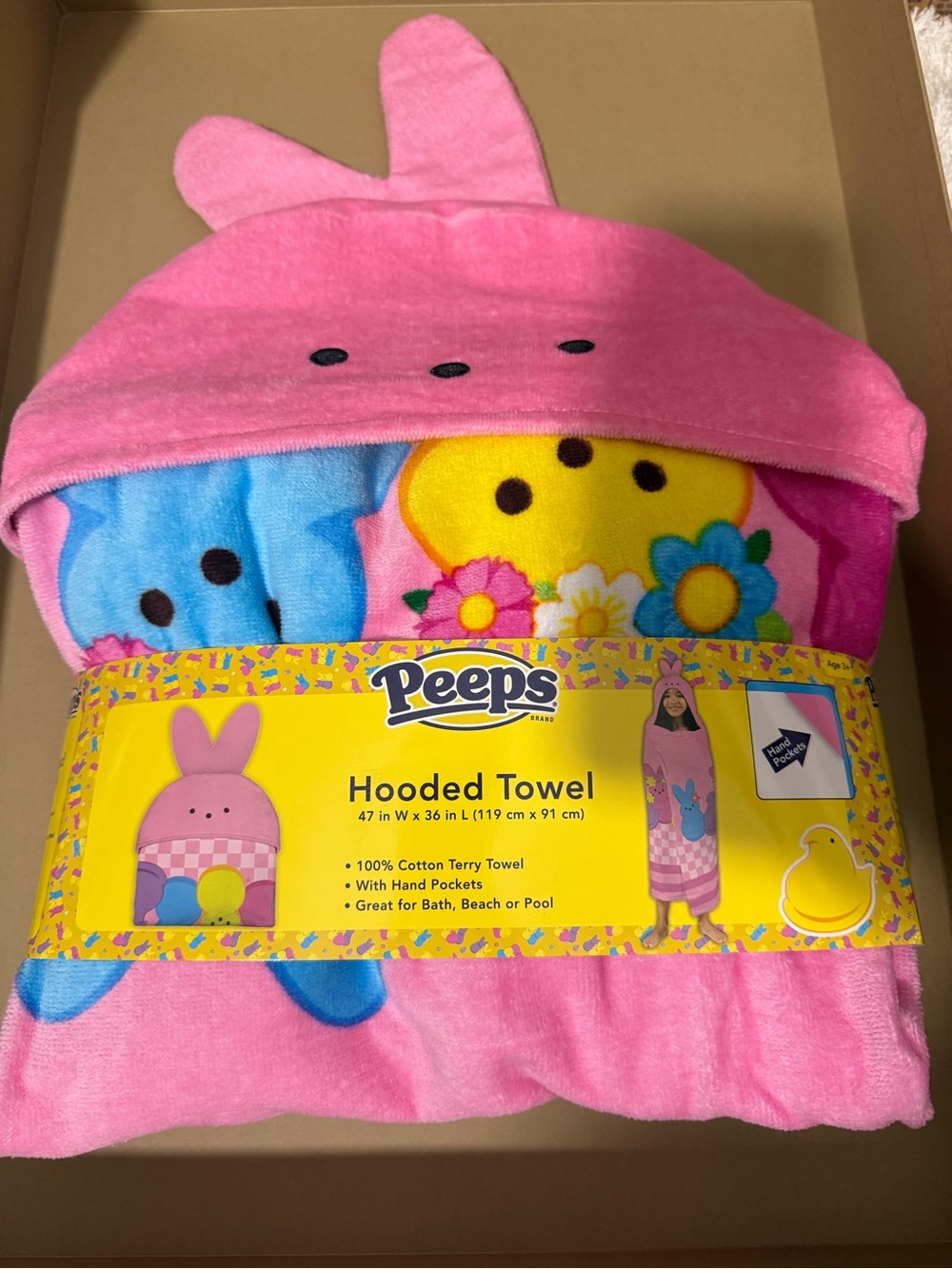 New Peeps Pink Hooded Kids Towel